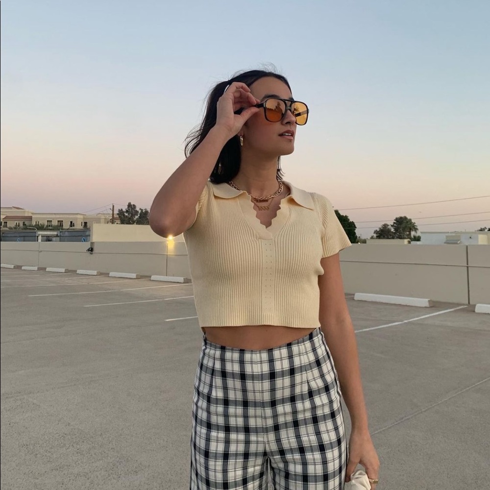 Princess Polly Yellow Collared Crop Tee